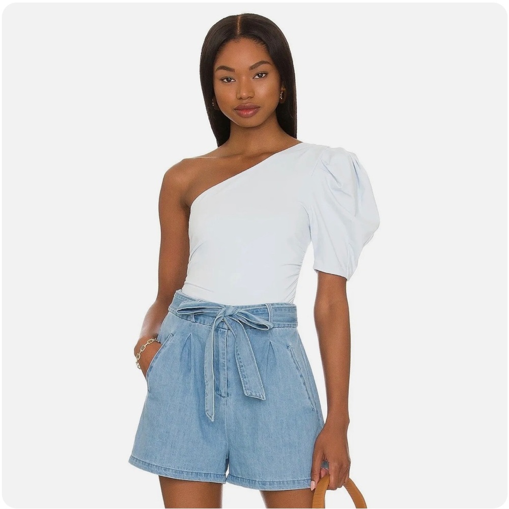 NWT Free People Somethin Bout You Bodysuit L Puff Light Blue DEADSTOCK